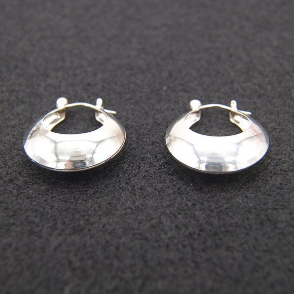 Silver, Cute and Simple, Half Circle, Earrings - Picture 2 of 3